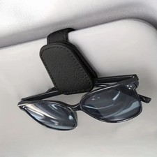 New Sunglasses Glasses Card Ticket Magnetic Clip Car Sun Visor Leather Holder