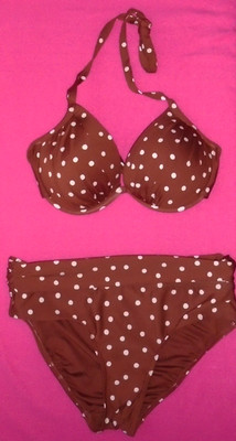 Next Spot Bikini Set brown polka top 34DD/E & roll briefs Size 8 New Tags BNWT