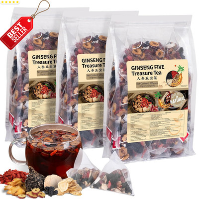 Ginseng Five Treasures Kidney Tea 75ct Chinese Herbal Detox Cleanse Blend - US