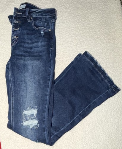 KanCan Women’s Dark Wash Blue Distressed Stretch Skinny Jeans 5-Pocket Mid Rise