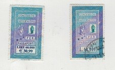 2 Marche da Bollo  di 60000 Lire Concessioni Governative per Passaporto