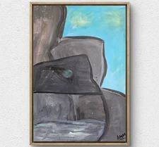 Rocks to Climb Mountain Landscape Original Acrylic 11 X 15 PAPER  AM Mai