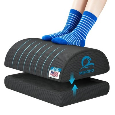Foot Rest for Under Desk at Work, Adjustable Height Memory Foam Foot Stool wi...