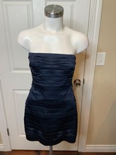 BCBG Max Azria Dark Ink Blue Layered Strapless Mini Dress, Size 0
