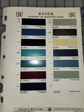 1947 Buick Color Chip Brochure Sheet Original