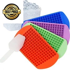 Mini Ice Cube Trays for Freezer with Bin and Scoop, Cube, Multicolor 