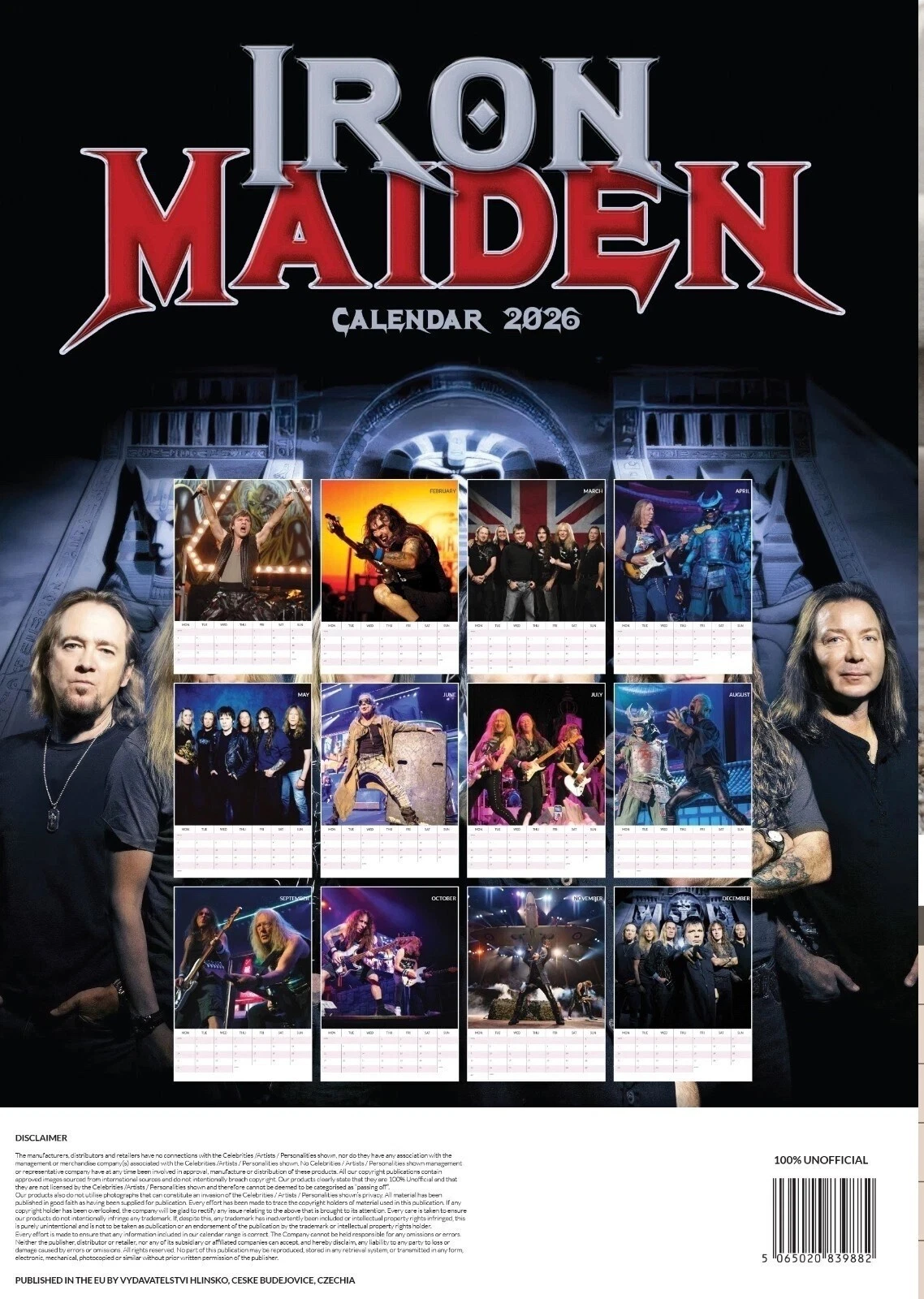 Iron Maiden 2026 Vertical Wall Calendar