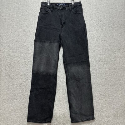 HOLLISTER Ultra High Rise Dad Jean Black Denim 3R Size W26 Vintage Stretch