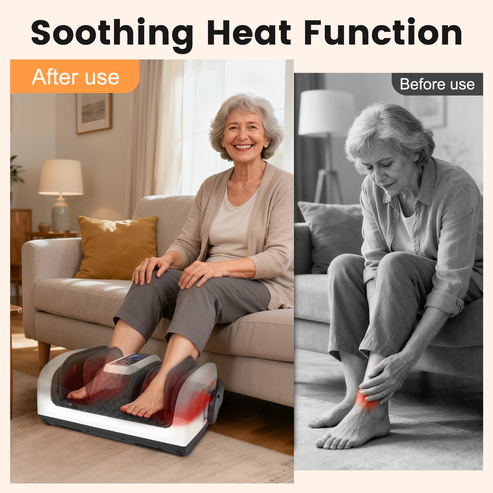 Shiatsu Foot Massager Machine W/ Heat Vibrate Deep Kneading for Plantar Fasciiti