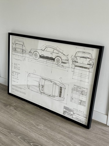Original Porsche 911 Carrera RS 2.7  Technical Drawing - Blueprint