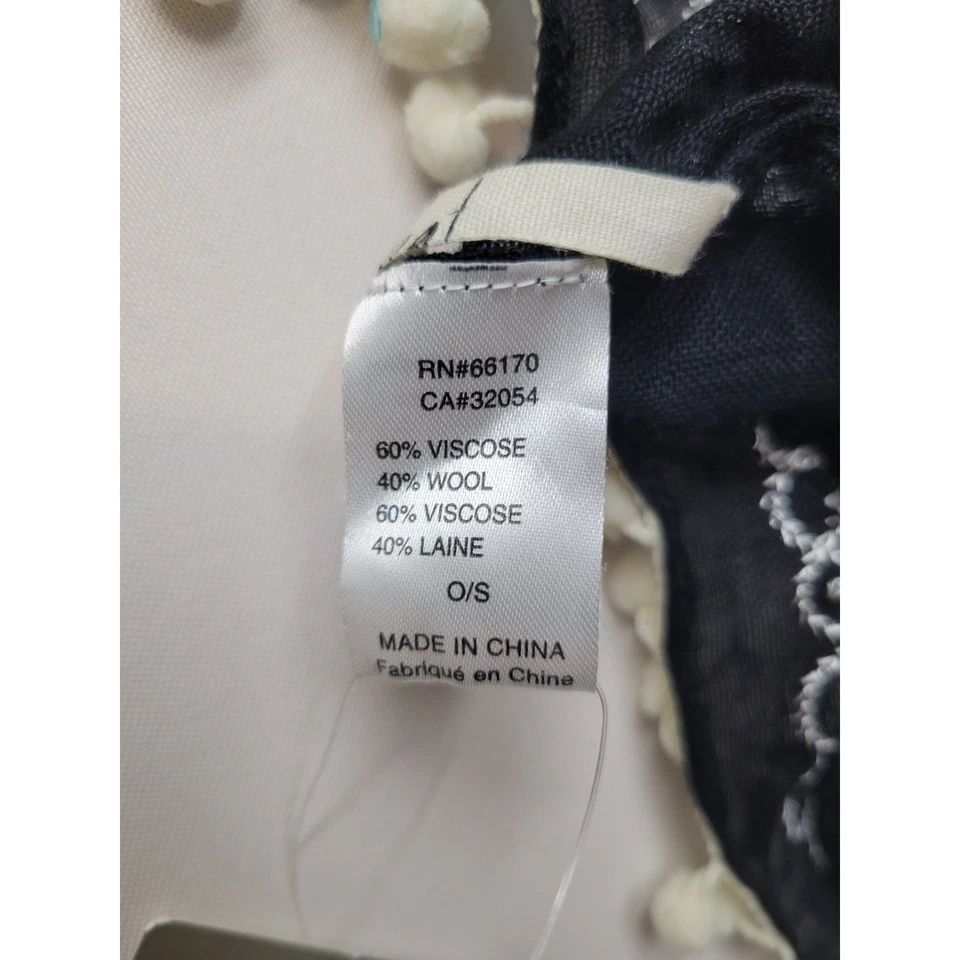 Anthropologie Nuevo con Etiquetas Bufanda Mantón Bordado Negro Blanco Borla Bordada 98" Largo Foto 4 de 4