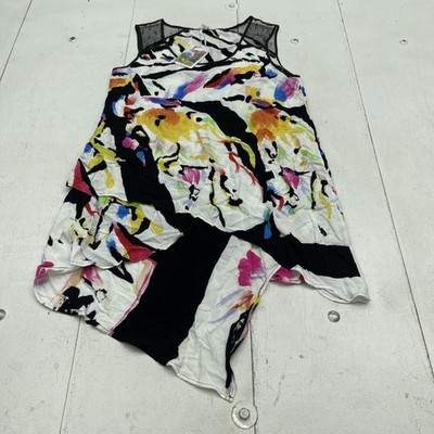 Adore Blouse Womens L Multicolor Animal Print Sleeveless Layered Tunic Top