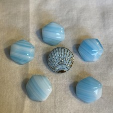 Vintage Blue & White Czech Glass Buttons Lot Bcd-46