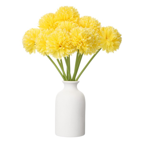 KüNstliche Chrysanthemen-Blumenkugeln, 10 StüCk, Gelb, FüR Zuhause/Garten/Deko-image