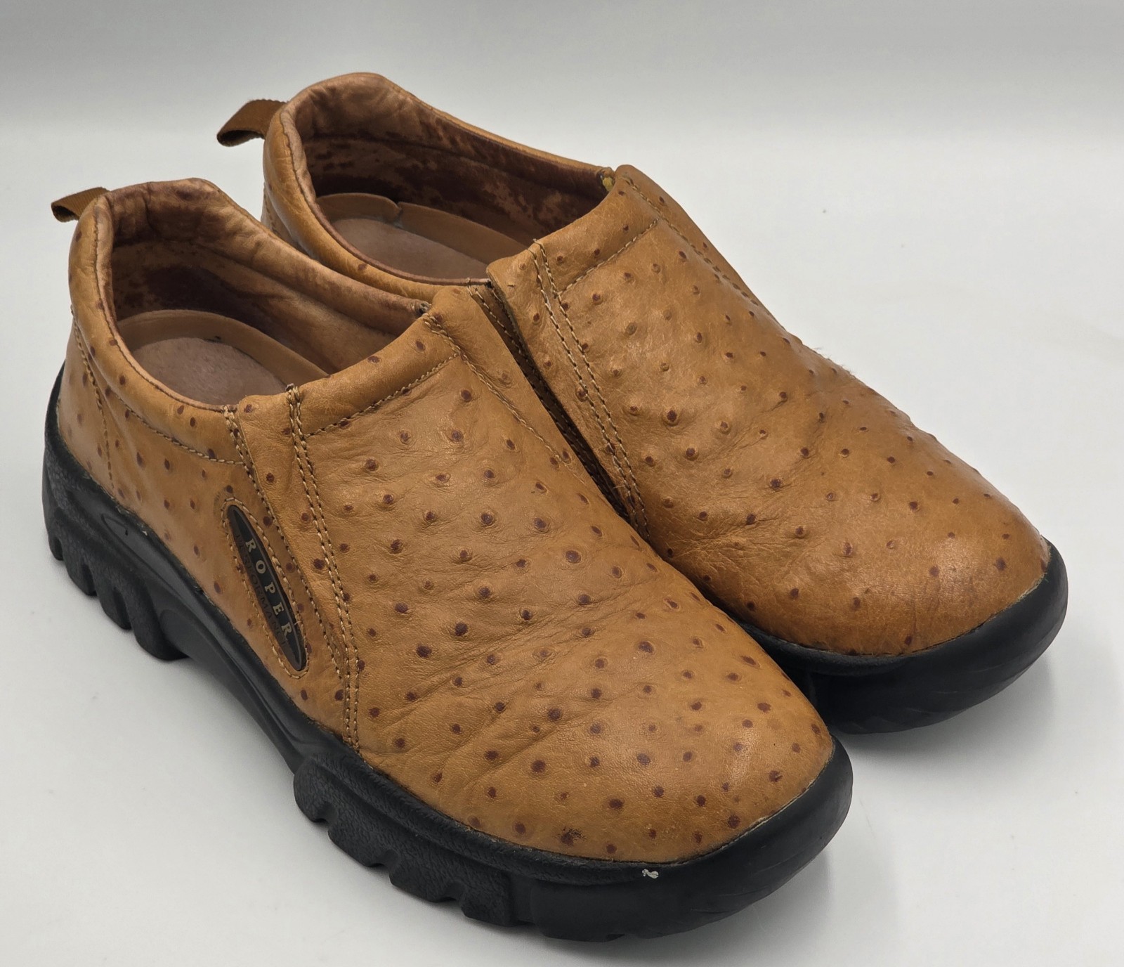 Roper Men's 9 Leather Performance Slip-On Ostrich… - image 1