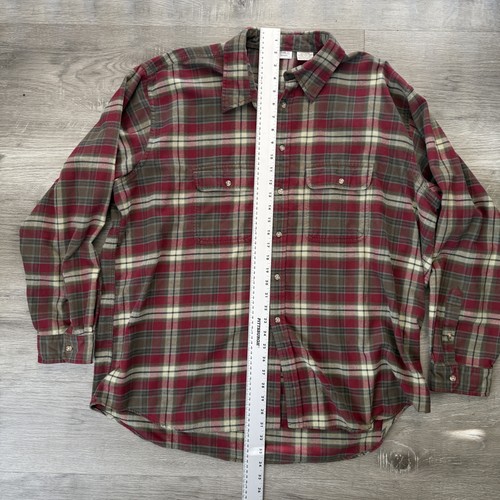J Peterman Shirt Mens XL Red Green Plaid Flannel Button Up Double Pocket Casual - Picture 7 of 12