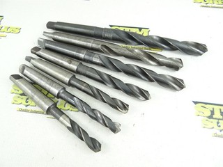 LOT OF 7 HSS 2MT TAPER SHANK DRILLS 31/64" TO 3/4" DIA W&B CLEVELAND UB