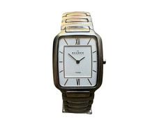 Skagen Solid Titanium 30mm Rounded Tank Watch Gray Bracelet untested