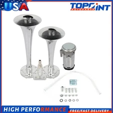 For Car Truck Chrome Metal Dual Trumpet12V 135dB  Train Air Horn LOUD