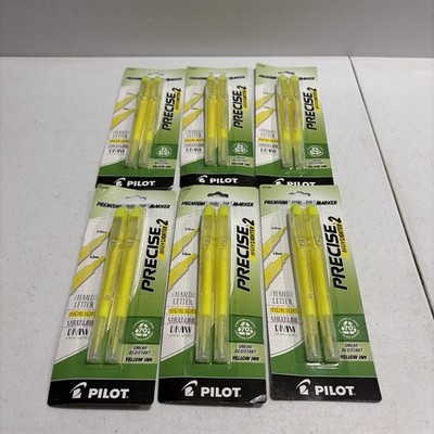 X6 Pilot Precise Marklighter 2 Highlighter Pack Dual Tip Marker Yellow Draw