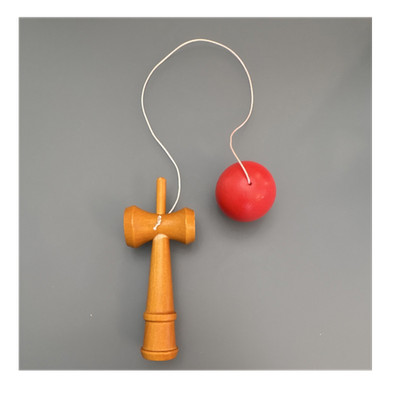 Vintage Wooden Kendama Japanese Skill Toy Red Ball Traditional Cup & Spike Game