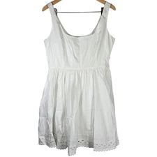 J. Crew Fit-and-flare mini dress with rickrack trim White 8 CA683 NWT