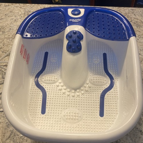 Equate Foot Bath Bubble Massage Heat Maintenance Toe-Touch Control White/Blue