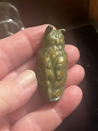 Small Metal Bronze Carved Owl Figurine Statue Animal