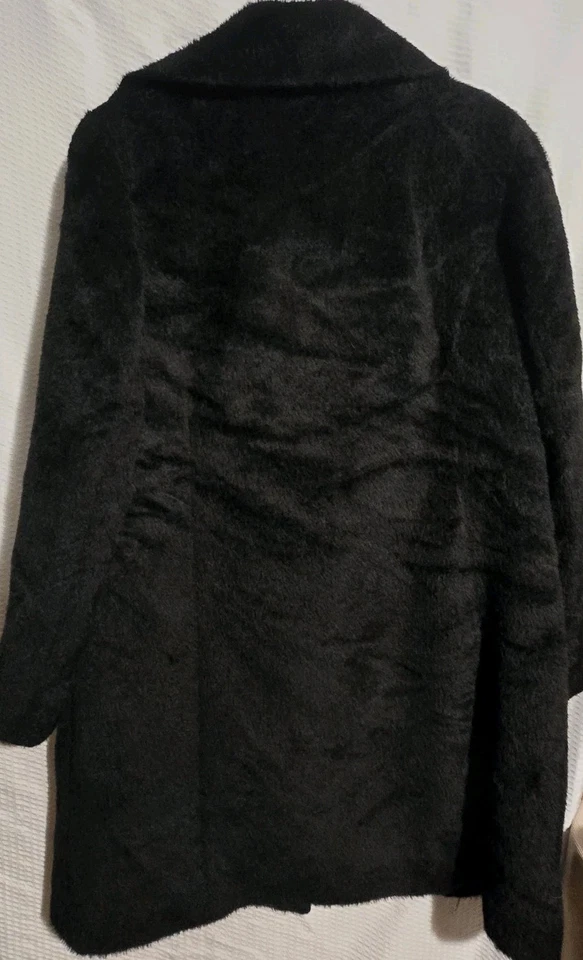 Katherine Kelly Alpaca Wool Coat Sz 18 Black Fur Classic Quiet Luxury Old Money - Image 4 of 4