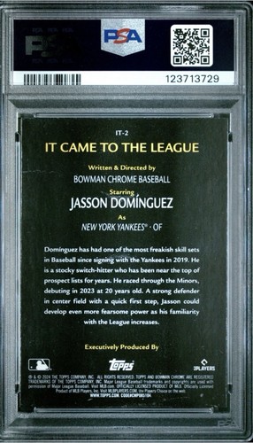Jasson Dominguez 2024 Bowman Chrome It Came To The League Rookie PSA 9 MINT - Bild 2 von 2