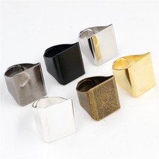 10x Golden Alloy Adjustable Cuff Ring Blanks Square Glue Pad Ring Shank 19x20mm