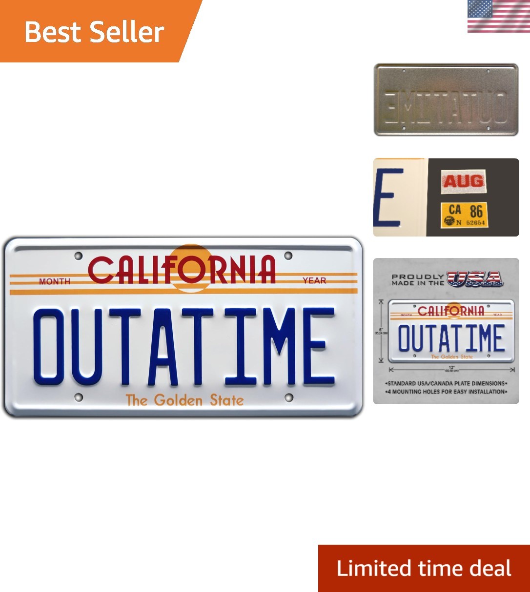 Placa de tocador única de regreso al futuro con pegatina de registro 1986 - 12"x6"