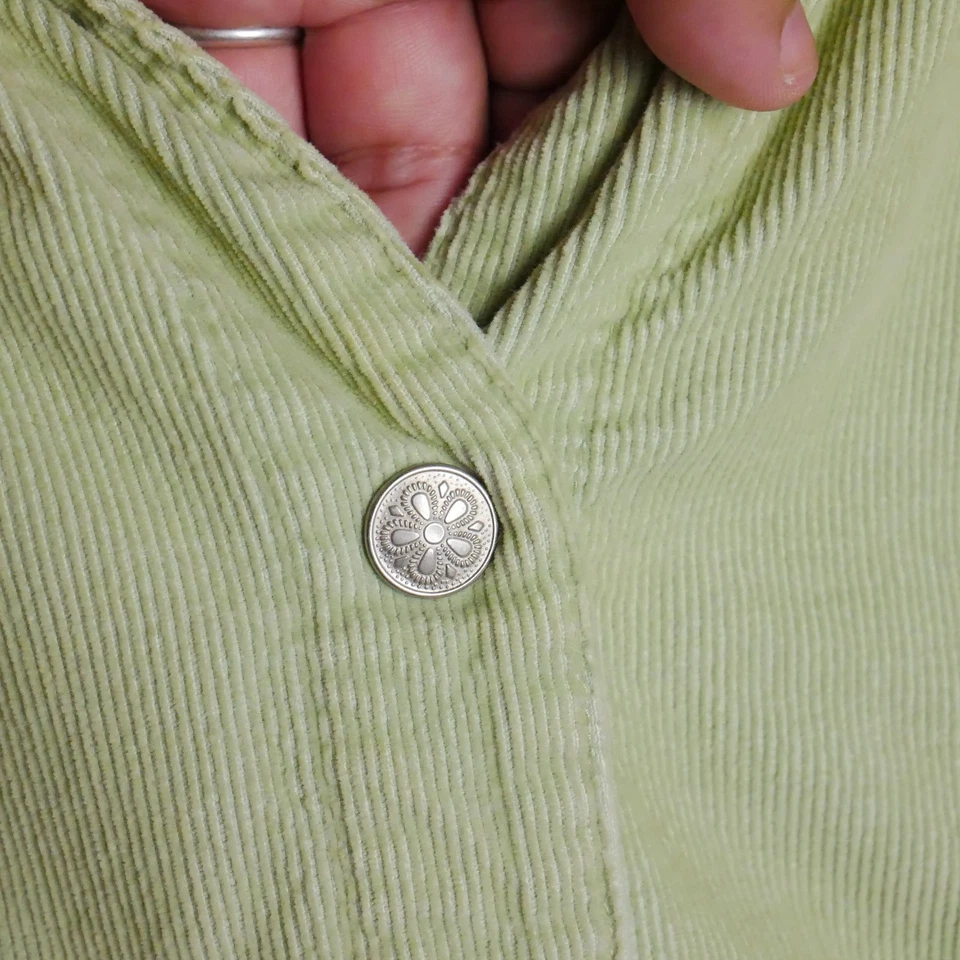 Винтажный моды жук размер 22/24 Вт зеленый вельвет блузка на пуговицах рубашка с длинным рукавом - Изображение 4 из 4