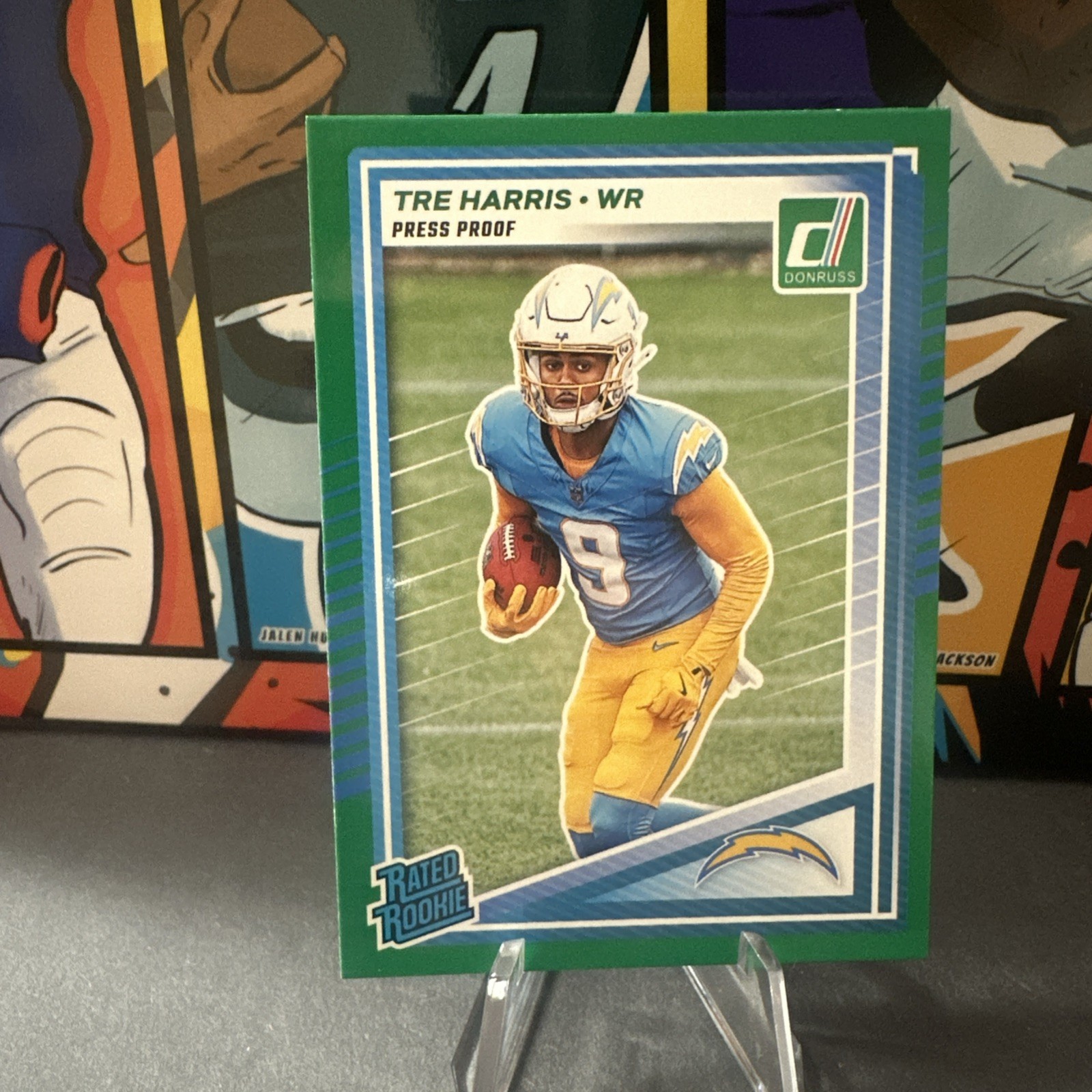 Tre Harris 2025 Panini Donruss #329 Green Press Proof Rated Rookie RC