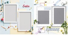 Premade Cardstock 12x12 Layouts Scrapbook set Of 2 Easter Printed