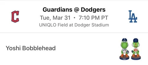 PRESALE🔵 Yoshi Super Mario Los Angeles  Dodgers Yamamoto Bobblehead 3/31/26 🔵