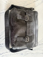Black Leather Padded Shoulder Messenger Bag for 15" Laptop Solid Universal
