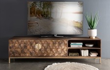 TV Element Lowboard 190x50cm Massivholz Mango & Metall goldfarbig NEU OVP!!!