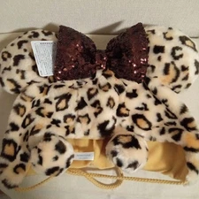 Tokyo Disney Minnie Leopard Ears Fun Cap Winter Hat 2025 Limited Japan Brown