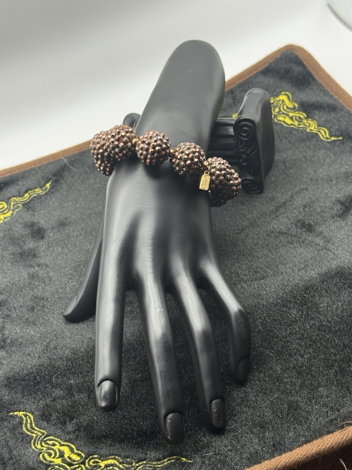 Kenneth Jay Lane KJL Sparkling Bronze Crystal Pav… - image 1