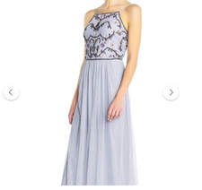 Adrianna Papell Serenity Tulle Halter Floral Wedding Bridesmaid Prom Dress NWT
