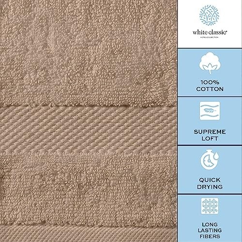 Luxury Hand Towels Taupe - Highly Absorbent - Hotel spa -16X30-Set of 6 - Picture 8 of 9