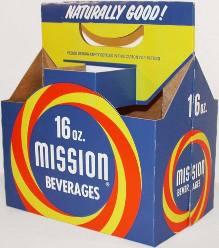 Vintage soda pop bottle carton MISSION BEVERAGES 16oz size unused new old stock - Picture 5 of 5