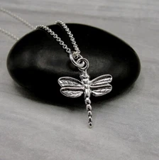 925 Sterling Silver Dragonfly Necklace - Silver Dragonfly Charm Jewelry