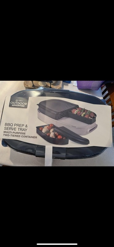 Parini Outdoor BBQ Prep and Serve Tray Two Tiered Container