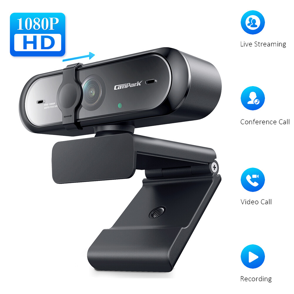 Campark 1080P HD Webcam Autofocus Computer Web Camera Microphone Gaming Live USB