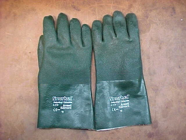 Ansell Edmont Snorkel Size 10 Green Polyvinyl Chloride Gloves 4 414 NOS