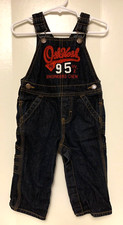 OshKosh B'gosh Vestbak Baby size 12 mo overalls Fleece logo bib Engineer's Crew