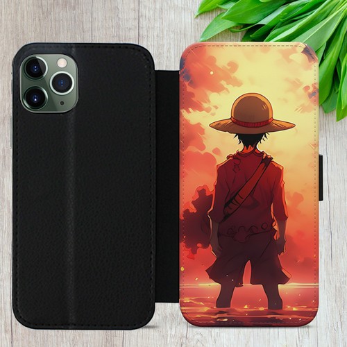 ONE PIECE LUFFY FLIP CASE FOR IPHONE SAMSUNG HUAWEI MANGA WALLET PHONE COVER - Picture 13 of 36
