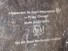 große Platte Studentika Wartburgia-Arminia Hamburg 1955 ALPAKA